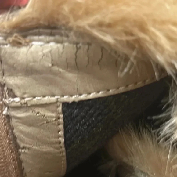 Franco Sarto Crystal Water Resistant Faux Fur Trim Ankle Boots Sz 8.5 Sandstone - Picture 12 of 12